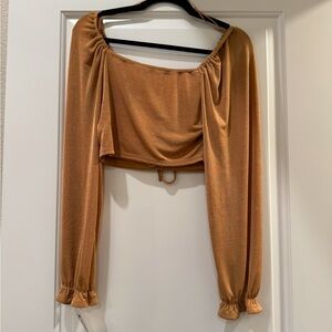Elegant Tan Long Sleeve Women's Top
